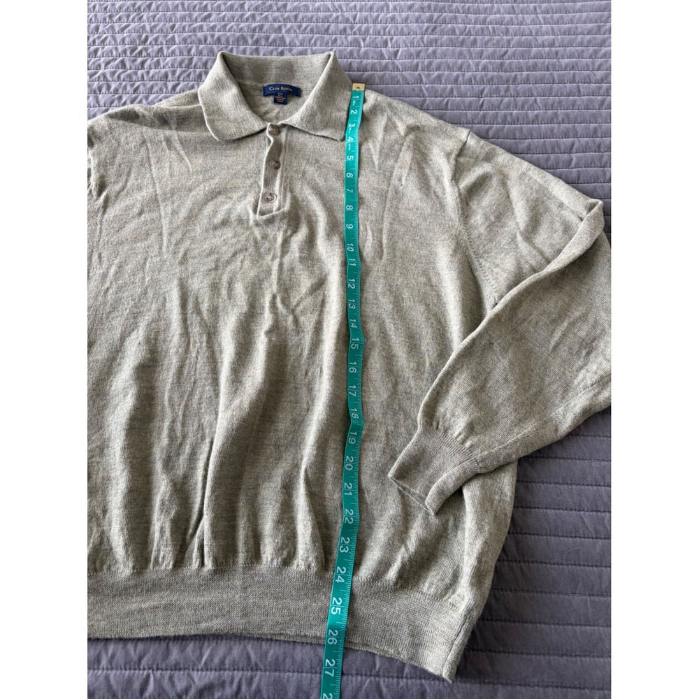Club Room Mens XXL Merino Wool Long Sleeve Polo Sweater Olive Green Heather - Picture 4 of 8